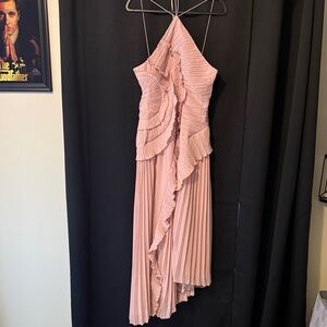 Elegant Pink Pleated Dress